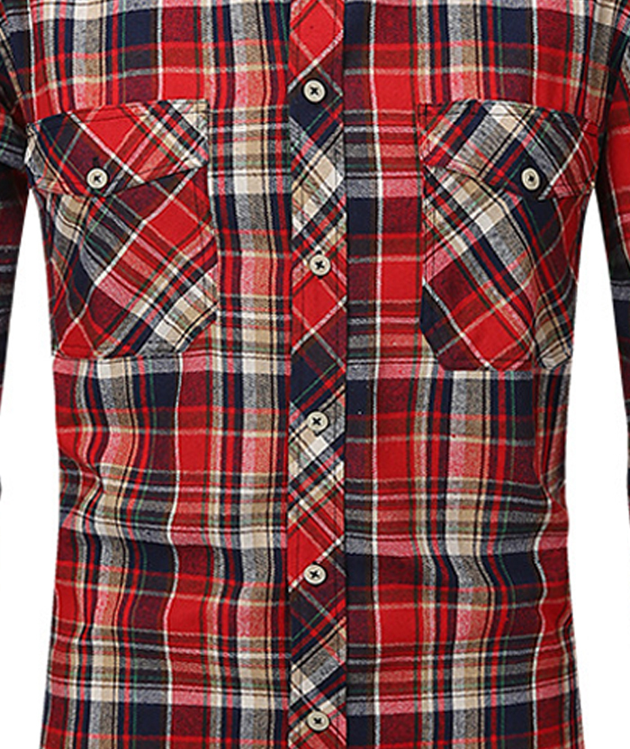 ZITY Men's Slim Fit Plaid Flannel Shirt-DUMLT05228|Zitysports