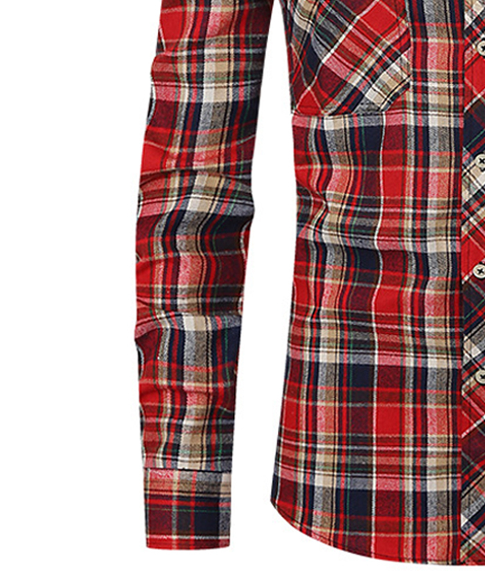 ZITY Men's Slim Fit Plaid Flannel Shirt-DUMLT05228|Zitysports