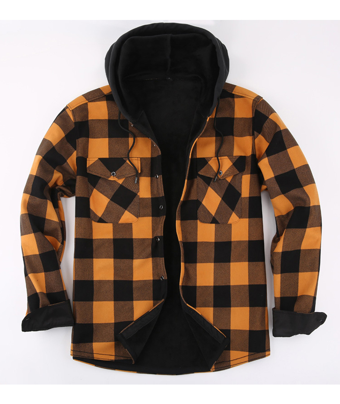 ZITY Men's Long Sleeve with Double Pockets Plaid Hoodie Jacket-DUMJA05356|Zitysports