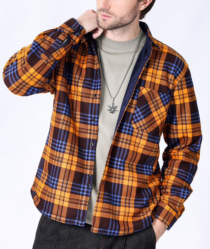 ZITY Men's Oversize Button Up Long Sleeve Plaid Shirt-DUMLT05362|Zitysports