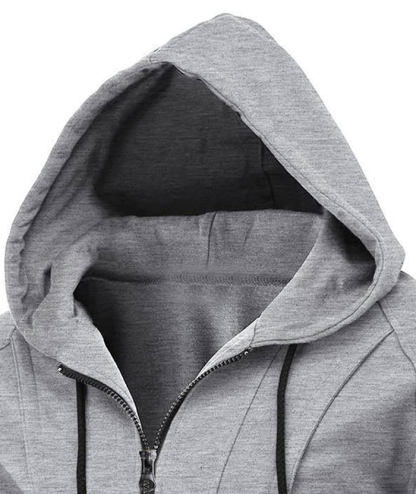 Men's Lightweight Long Sleeve Solid Color Full Zip Up Hoodie-DUMFH05025|Zitysports