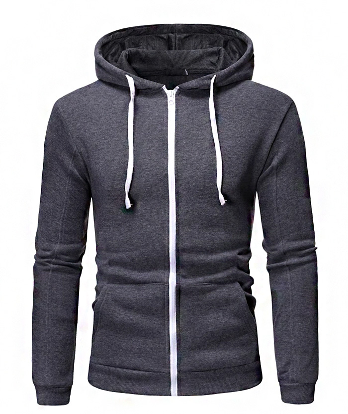 ZITY Men's Light Weight Long Sleeve Full Zip Loose Hoodie-DUMFH05073|Zitysports