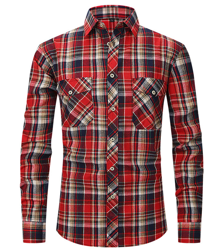 ZITY Men's Slim Fit Plaid Flannel Shirt-DUMLT05228|Zitysports