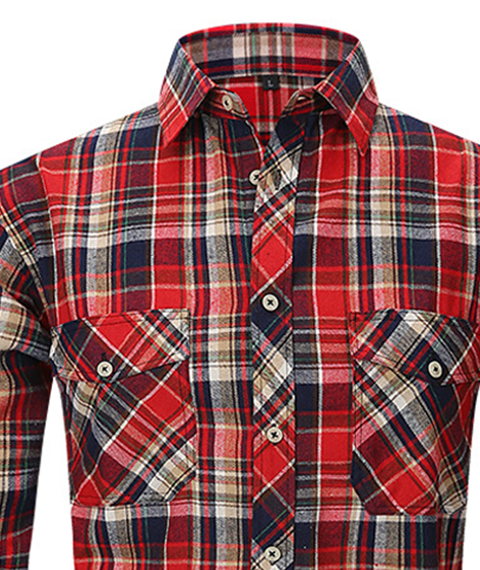 ZITY Men's Slim Fit Plaid Flannel Shirt-DUMLT05228|Zitysports