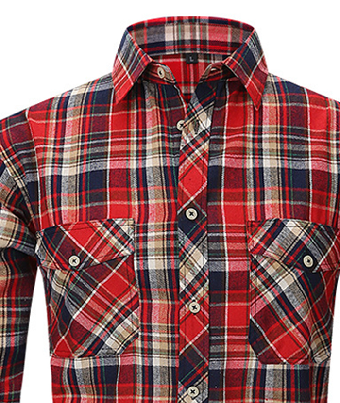 ZITY Men's Slim Fit Plaid Flannel Shirt-DUMLT05228|Zitysports