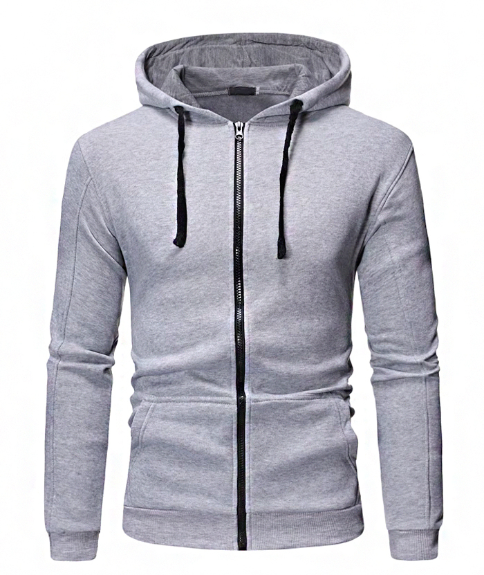 ZITY Men's Light Weight Long Sleeve Full Zip Loose Hoodie-DUMFH05073|Zitysports