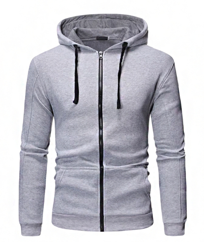ZITY Men's Light Weight Long Sleeve Full Zip Loose Hoodie-DUMFH05073|Zitysports