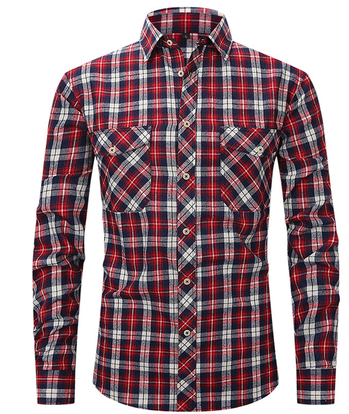 ZITY Men's Slim Fit Plaid Flannel Shirt-DUMLT05228|Zitysports