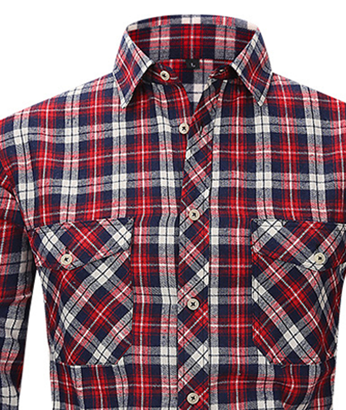 ZITY Men's Slim Fit Plaid Flannel Shirt-DUMLT05228|Zitysports