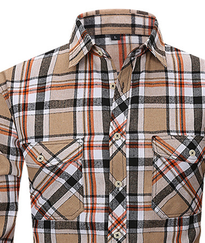 ZITY Men's Slim Fit Plaid Flannel Shirt-DUMLT05228|Zitysports