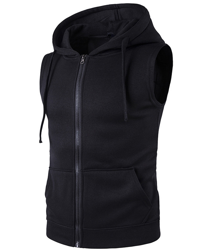 ZITY Men's Sleeveless Slim Fit Full Zip Up Hoodie-DUMMG05240 |Zitysports