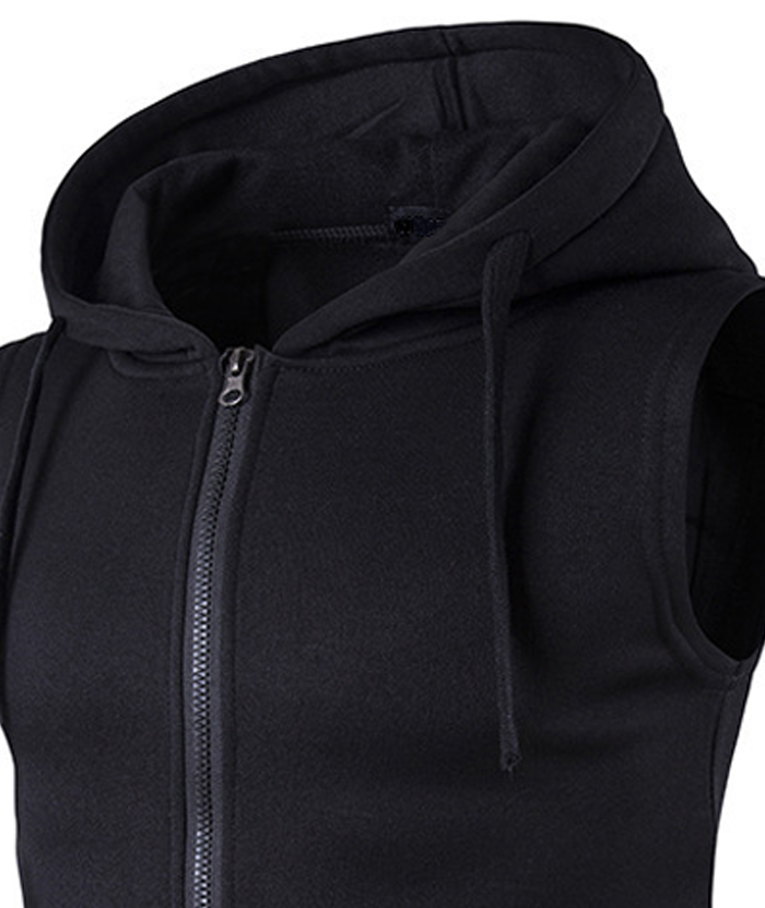 ZITY Men's Sleeveless Slim Fit Full Zip Up Hoodie-DUMMG05240 |Zitysports