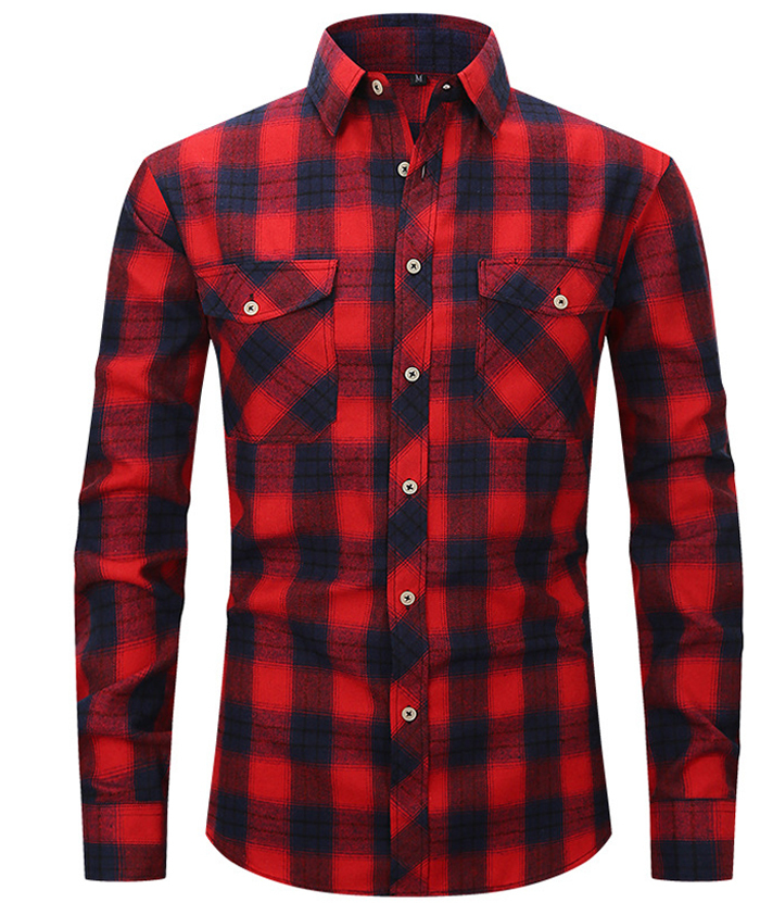 ZITY Men's Slim Fit Plaid Flannel Shirt-DUMLT05228|Zitysports