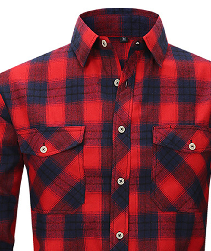 ZITY Men's Slim Fit Plaid Flannel Shirt-DUMLT05228|Zitysports