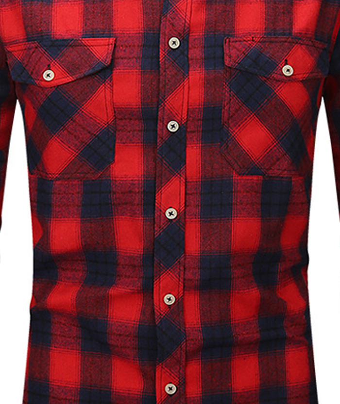 ZITY Men's Slim Fit Plaid Flannel Shirt-DUMLT05228|Zitysports