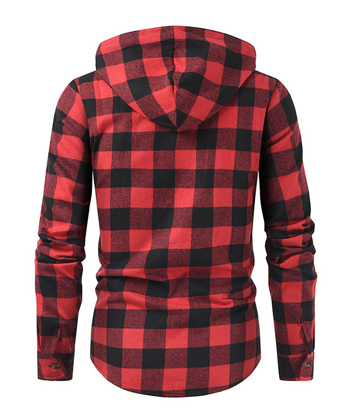 ZITY Men's Plaid Long Sleeved Full Zip Hoodie-DUMFH05321|Zitysports