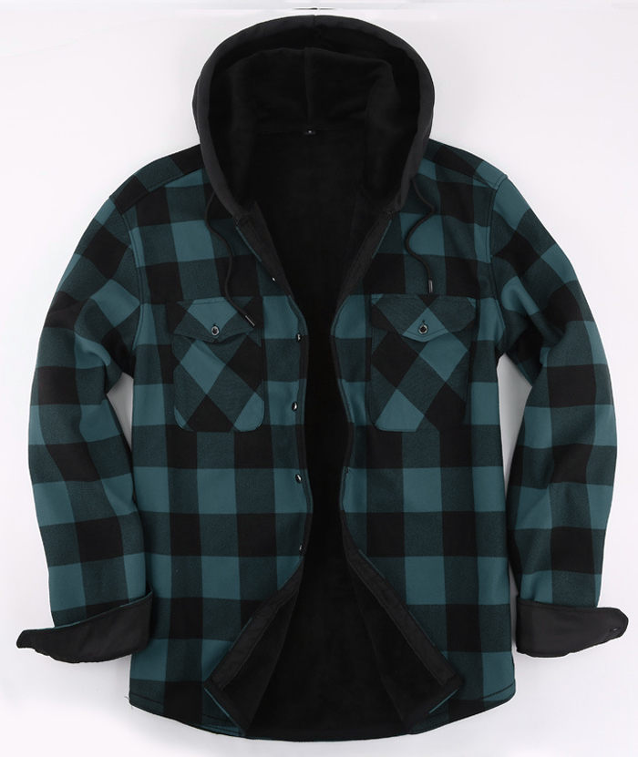 ZITY Men's Long Sleeve with Double Pockets Plaid Hoodie Jacket-DUMJA05356|Zitysports