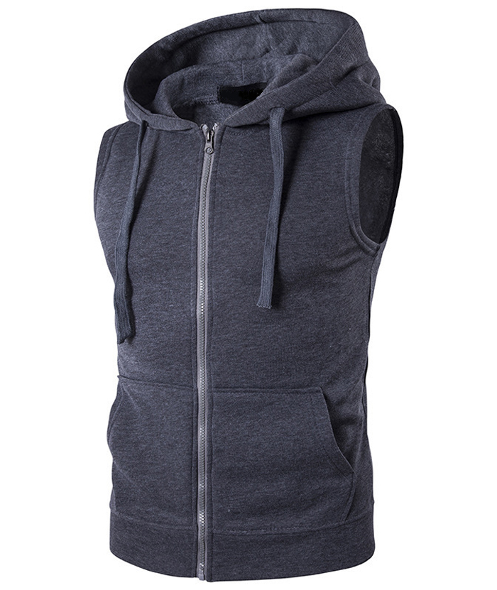 ZITY Men's Sleeveless Slim Fit Full Zip Up Hoodie-DUMMG05240 |Zitysports
