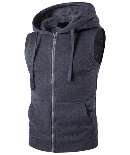 ZITY Men's Sleeveless Slim Fit Full Zip Up Hoodie-DUMMG05240 |Zitysports