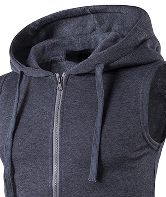 ZITY Men's Sleeveless Slim Fit Full Zip Up Hoodie-DUMMG05240 |Zitysports