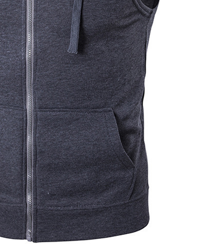 ZITY Men's Sleeveless Slim Fit Full Zip Up Hoodie-DUMMG05240 |Zitysports