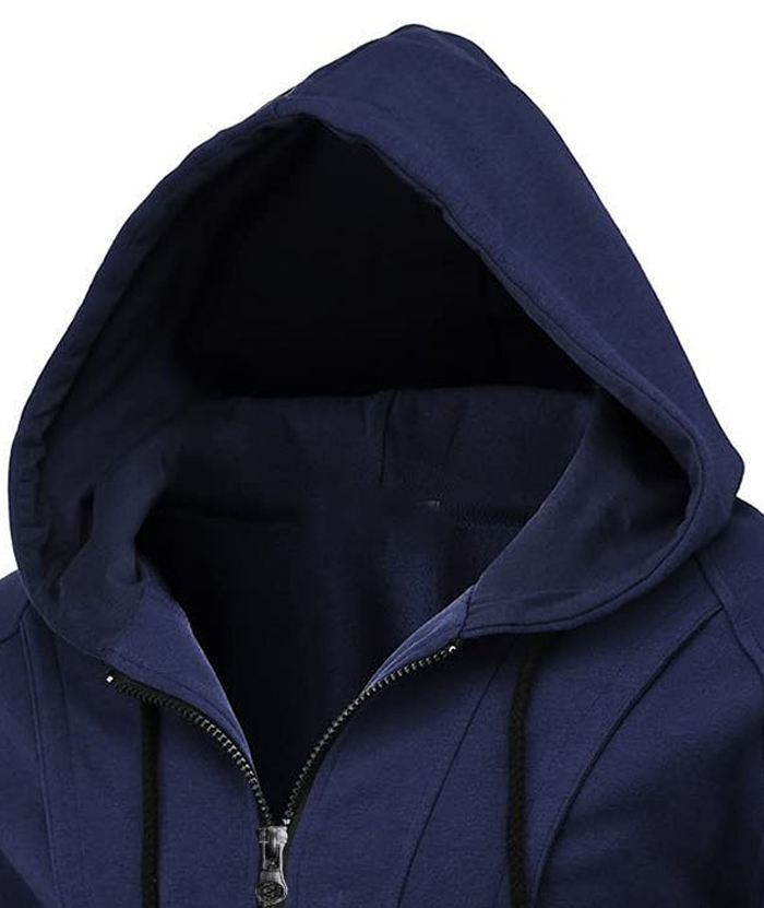 Men's Lightweight Long Sleeve Solid Color Full Zip Up Hoodie-DUMFH05025|Zitysports