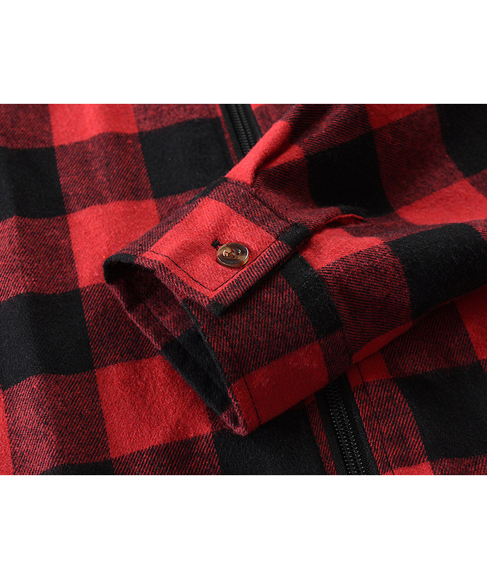 ZITY Men's Plaid Long Sleeved Full Zip Hoodie-DUMFH05321|Zitysports
