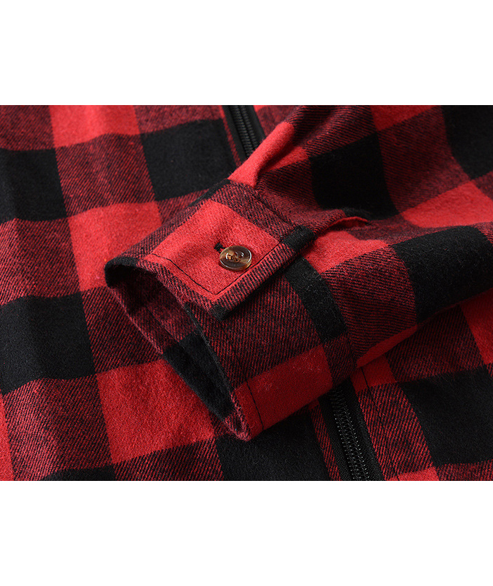 ZITY Men's Plaid Long Sleeved Full Zip Hoodie-DUMFH05321|Zitysports