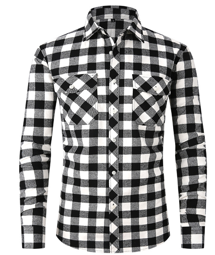 ZITY Men's Slim Fit Plaid Flannel Shirt-DUMLT05228|Zitysports