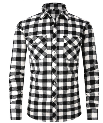 ZITY Men's Slim Fit Plaid Flannel Shirt-DUMLT05228|Zitysports