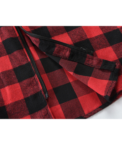 ZITY Men's Plaid Long Sleeved Full Zip Hoodie-DUMFH05321|Zitysports