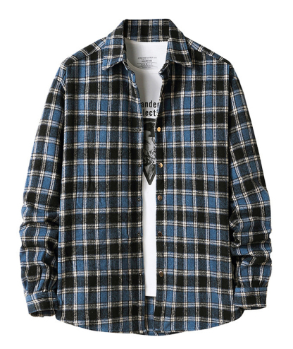 ZITY Men's Long Sleeve Cotton Plaid Flannel Shirt-DUMLT05315|Zitysports