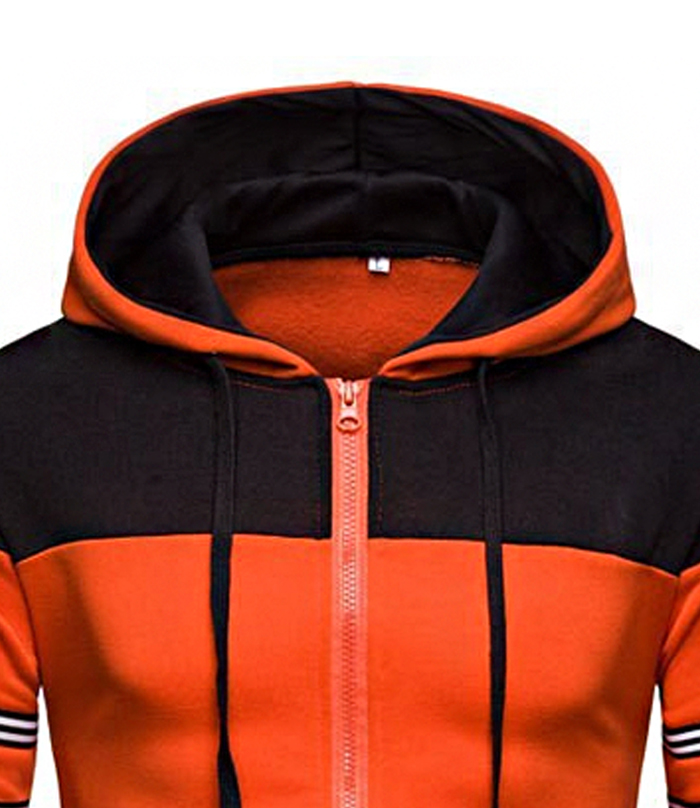 ZITY Men's Long Sleeve Full Zip Up Color Block Outwear Hoodie-DUMFH04958|Zitysports