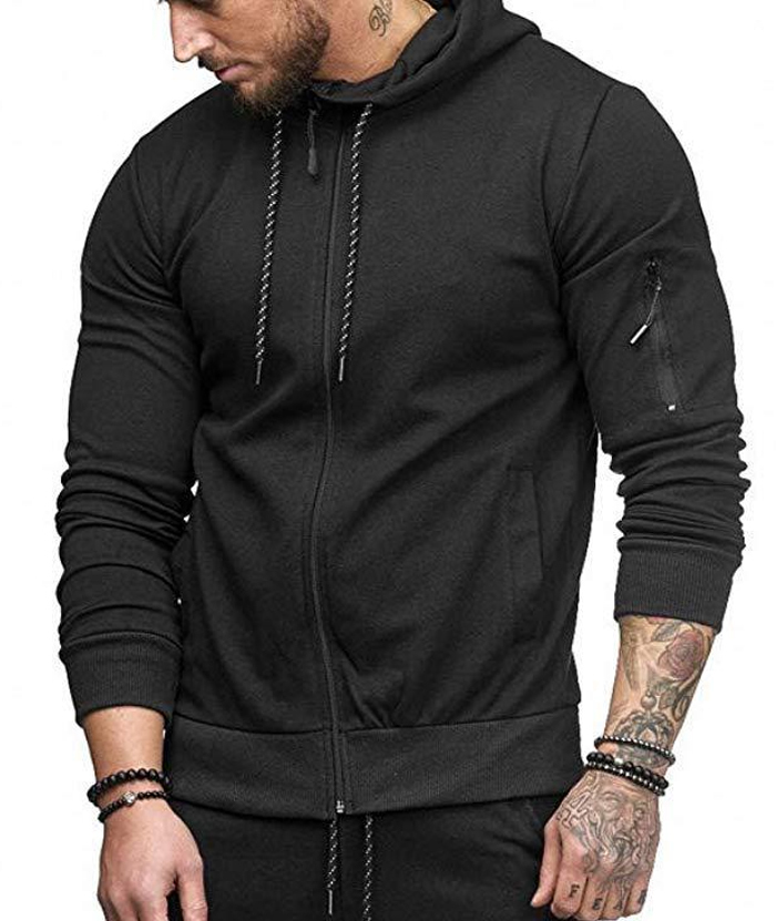 ZITY Men's Full-Zip Long Sleeve Workout Slim Fit Outdoor Hoodie-DUMFH04985|Zitysports