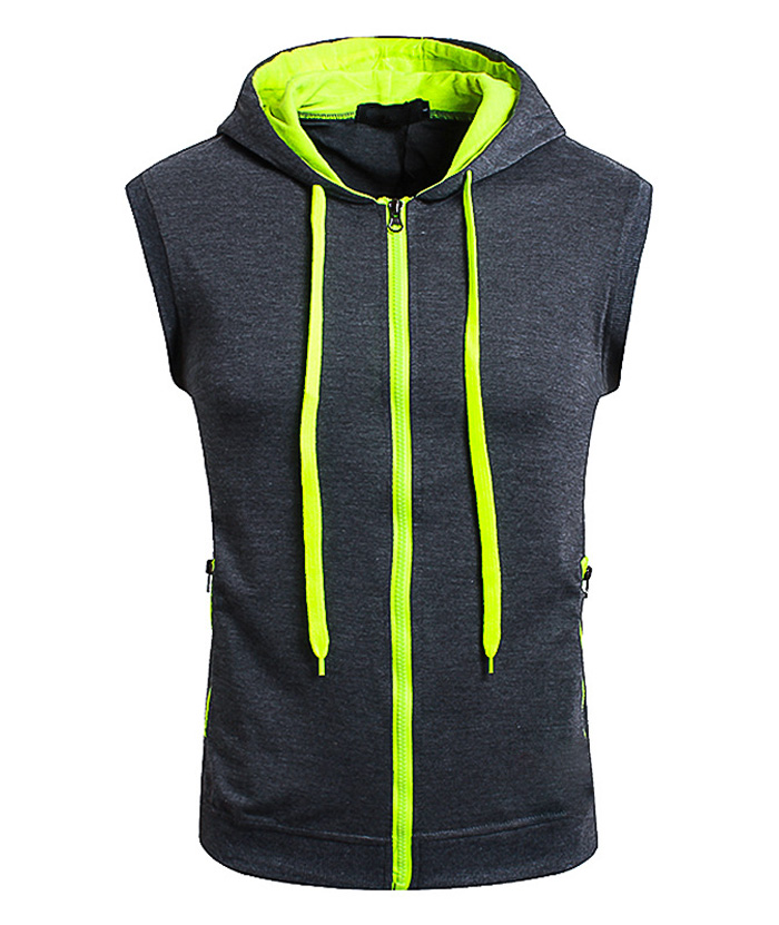 ZITY Men's Zip Up Cotton Sleeveless Hoodie-DUMMG05213|Zitysports