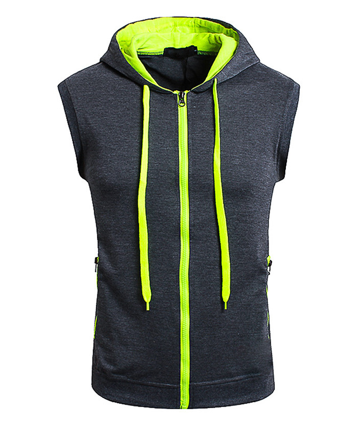 ZITY Men's Zip Up Cotton Sleeveless Hoodie-DUMMG05213|Zitysports