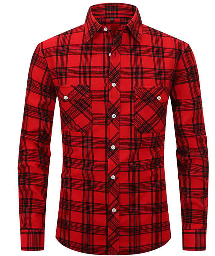 ZITY Men's Slim Fit Plaid Flannel Shirt-DUMLT05228|Zitysports