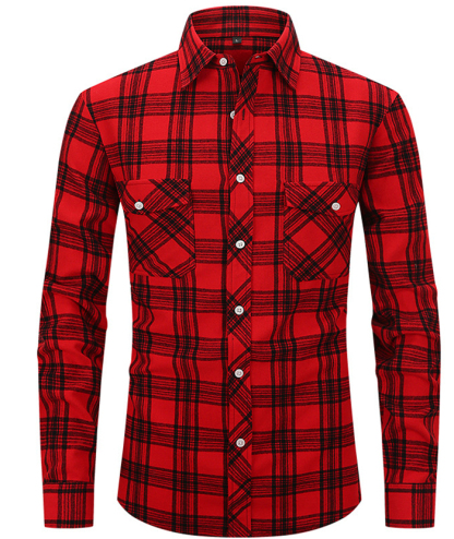 ZITY Men's Slim Fit Plaid Flannel Shirt-DUMLT05228|Zitysports