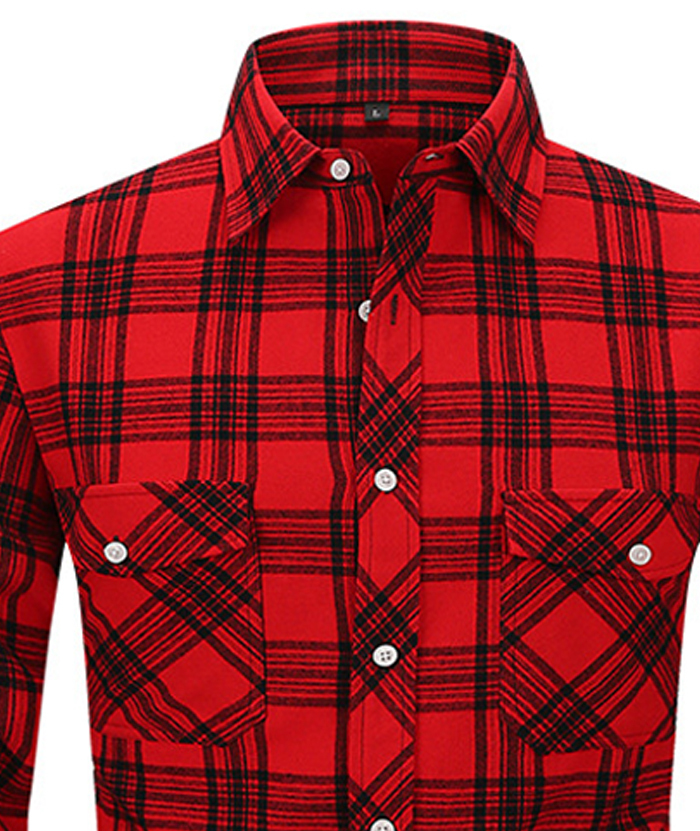 ZITY Men's Slim Fit Plaid Flannel Shirt-DUMLT05228|Zitysports