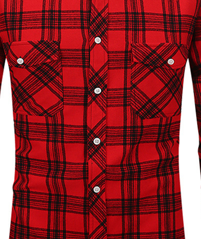 ZITY Men's Slim Fit Plaid Flannel Shirt-DUMLT05228|Zitysports