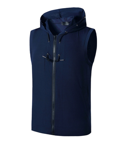 ZITY Men's Sleeveless Fitness Hooded Zipper Drawstring Hoodie-DUMMG05238|Zitysports