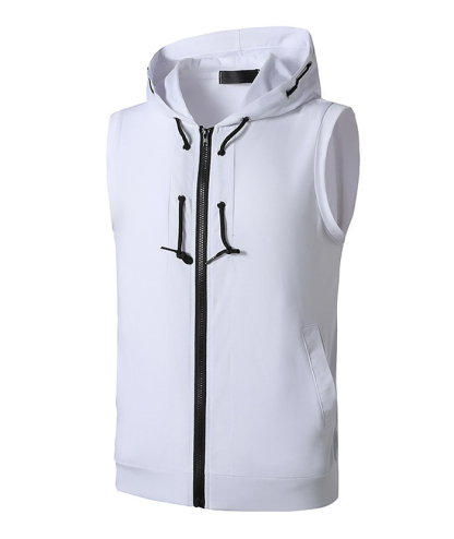 ZITY Men's Sleeveless Fitness Hooded Zipper Drawstring Hoodie-DUMMG05238|Zitysports