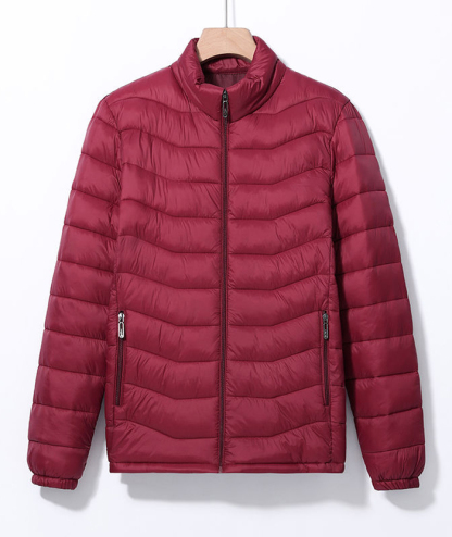 Men's Red Windproof lighweight Full Zipper XL-7XL Puffer Jacket | Zitysports