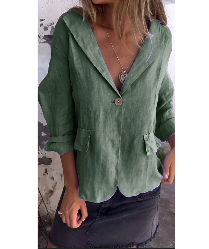 ZITY Women's Solid Color Single Button Thin Coat- DUWCO06219