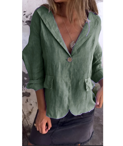 ZITY Women's Solid Color Single Button Thin Coat- DUWCO06219