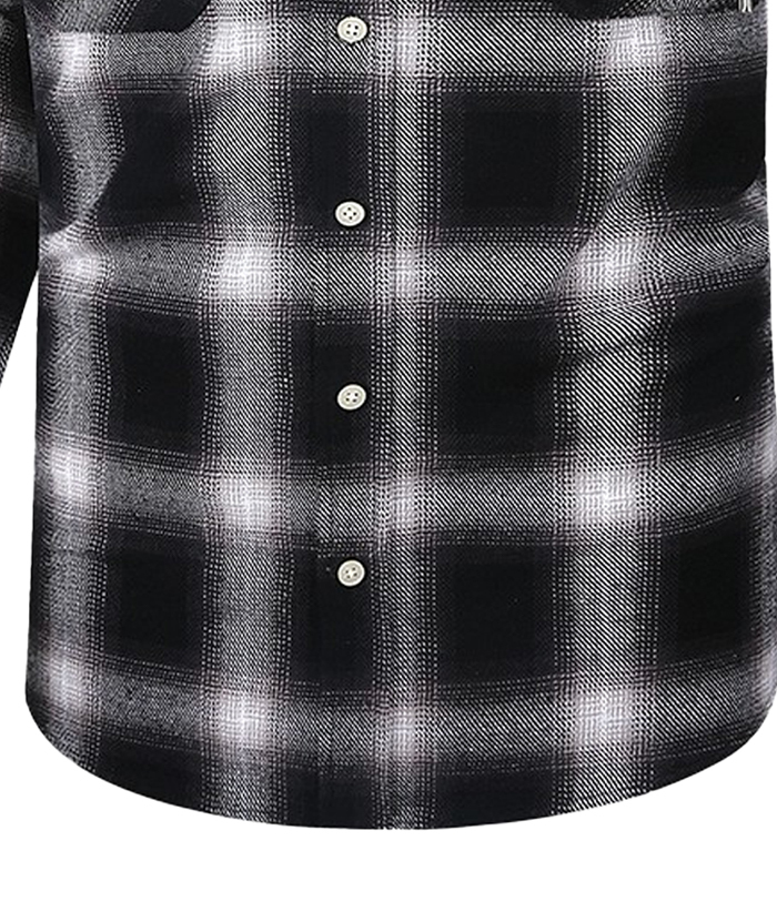 Men's Hooded Button Up Flannel Plaid Shirt-DUMLT05800