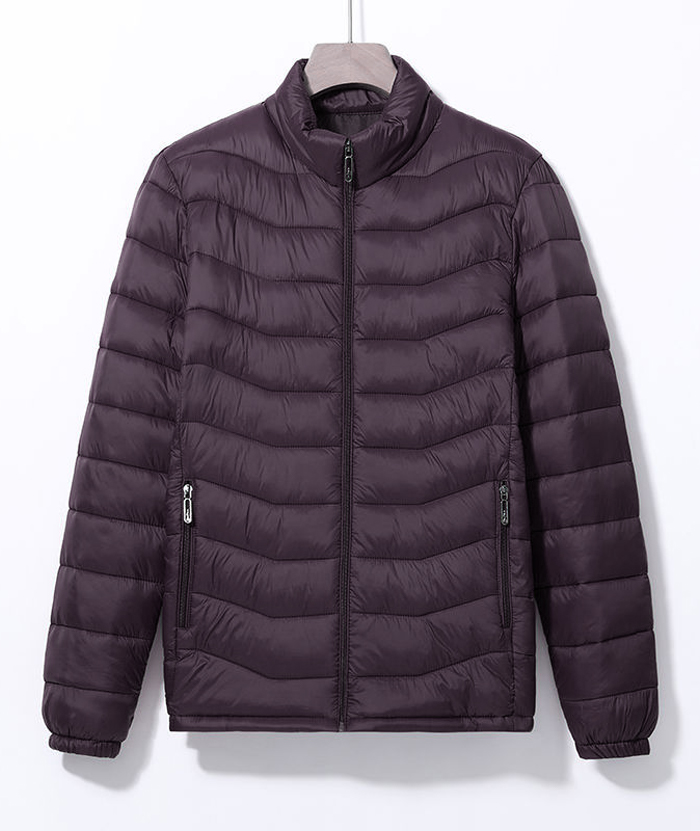 Men's Brown Windproof Full Zipper XL-7XL Puffer Jacket | Zitysports