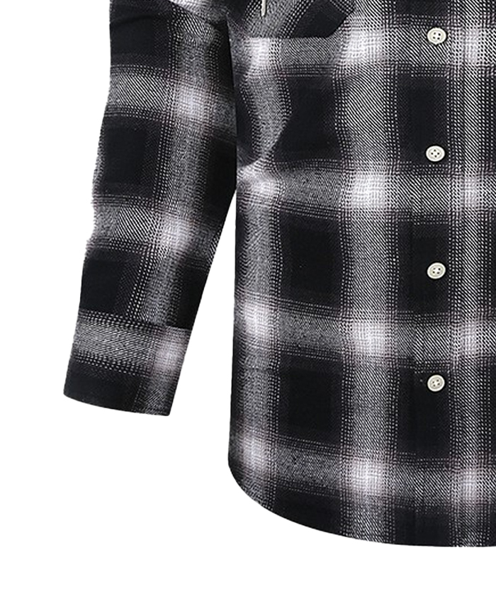 Men's Hooded Button Up Flannel Plaid Shirt-DUMLT05800