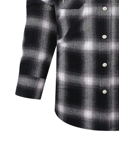 Men's Hooded Button Up Flannel Plaid Shirt-DUMLT05800