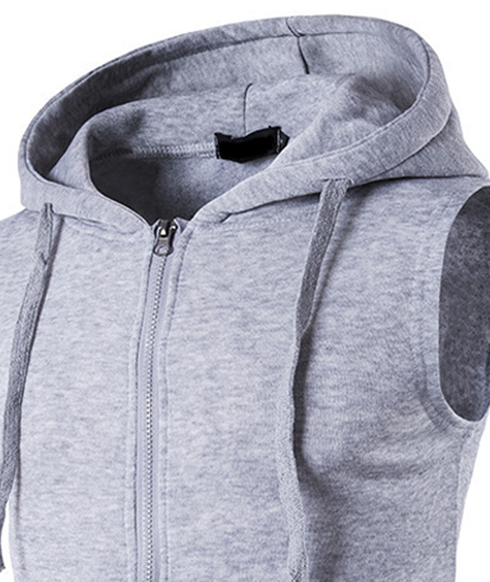 ZITY Men's Sleeveless Slim Fit Full Zip Up Hoodie-DUMMG05240 |Zitysports